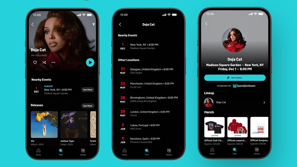 Amazon Music adds Bandsintown concert listings, turning artist pages into a new ticket hub