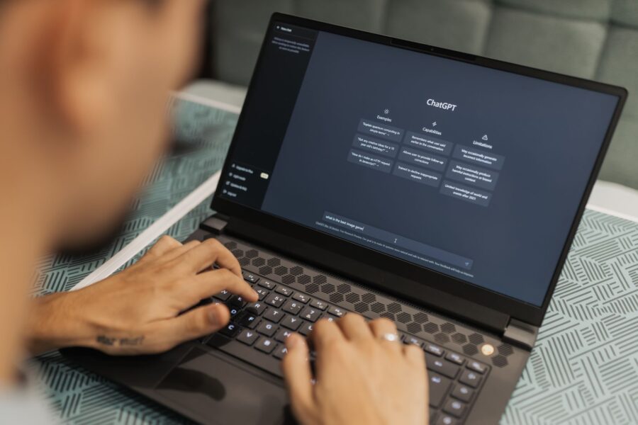 Person laptop screen