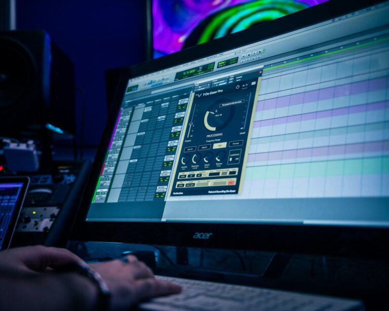 Producer using laptop