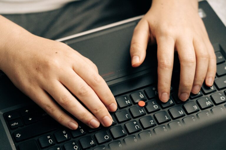 Person typing prompts