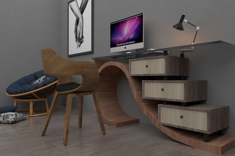 All-in-one desktop wooden
