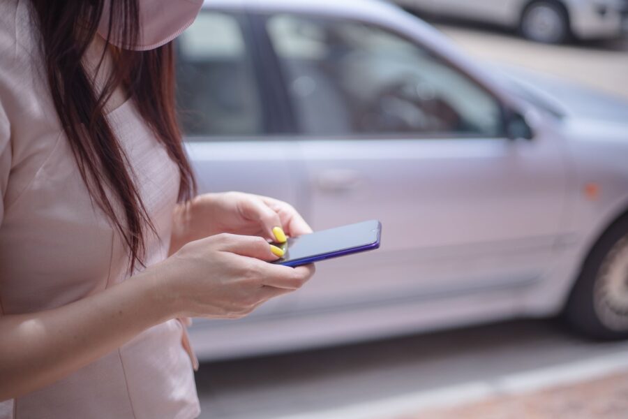 Person holding smartphone
