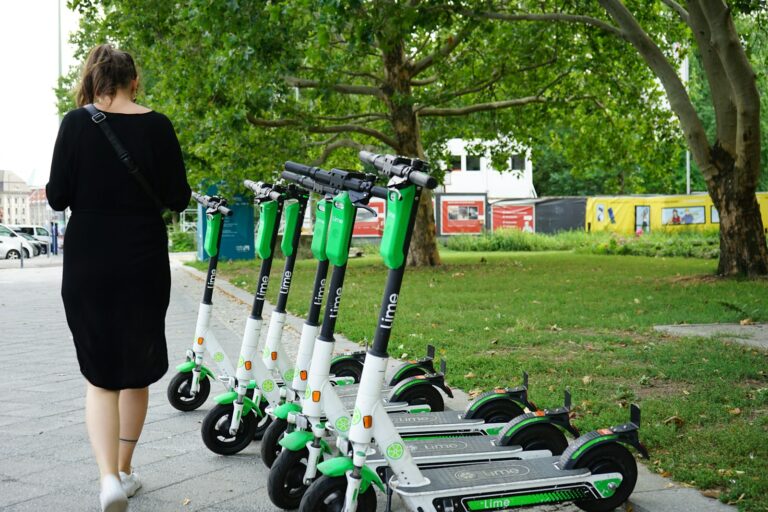 Parked electric scooters