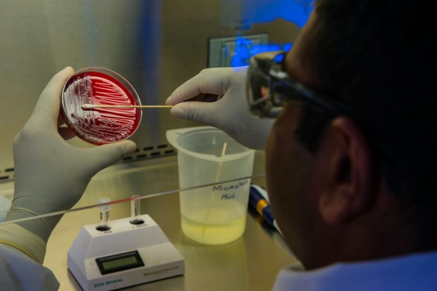 Laboratory scientist holding