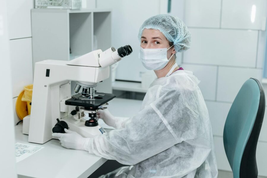Laboratory scientist microscope