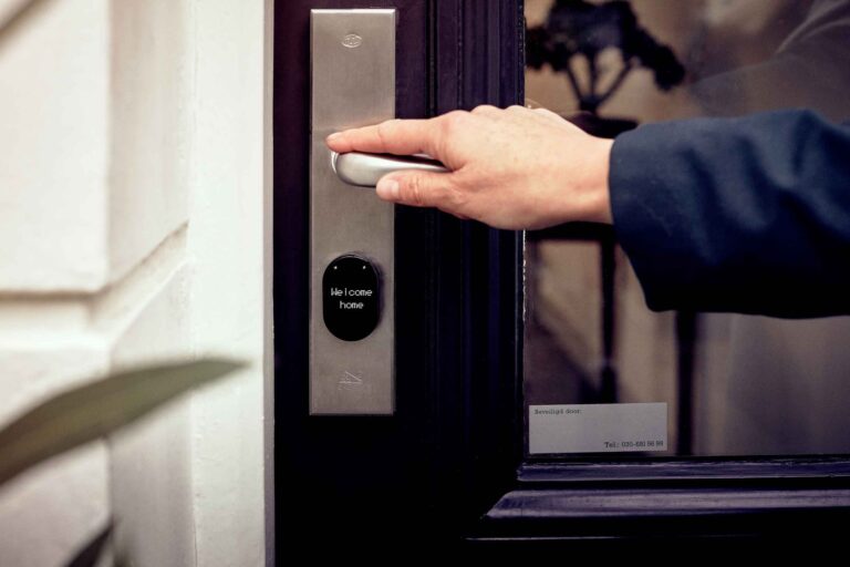 Family entering home