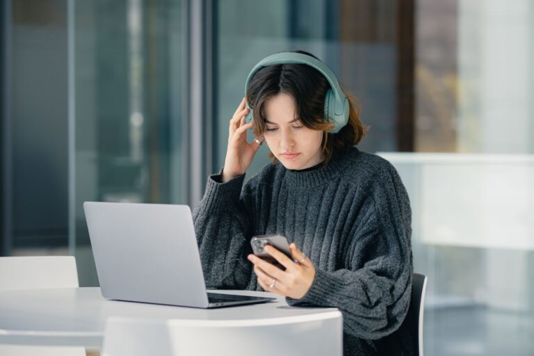Woman checking smartphone
