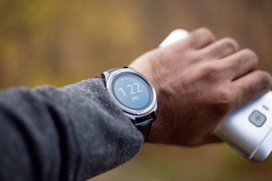 Person checking smartwatch