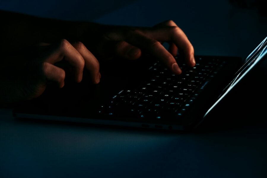 Worried person laptop