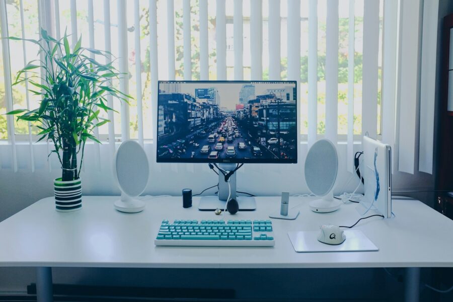 Computer speakers desk