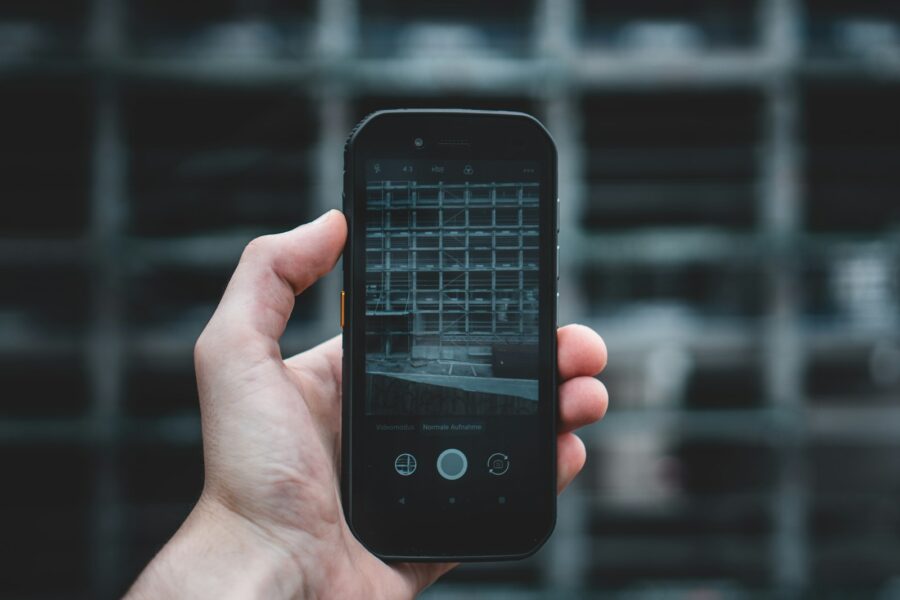 Hand holding smartphone