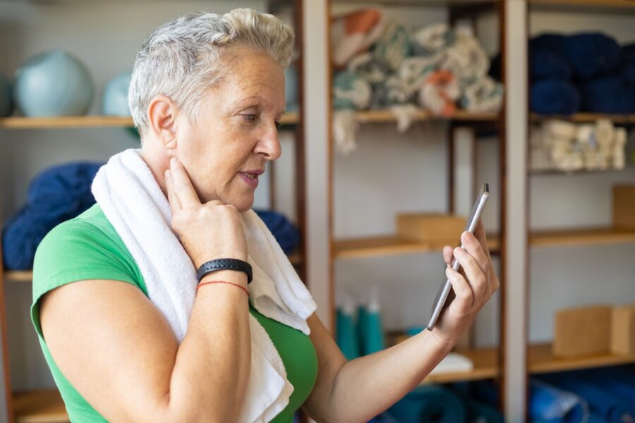 Senior woman using