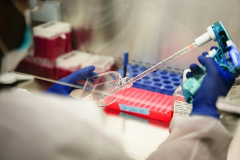 Scientist working bioprinter