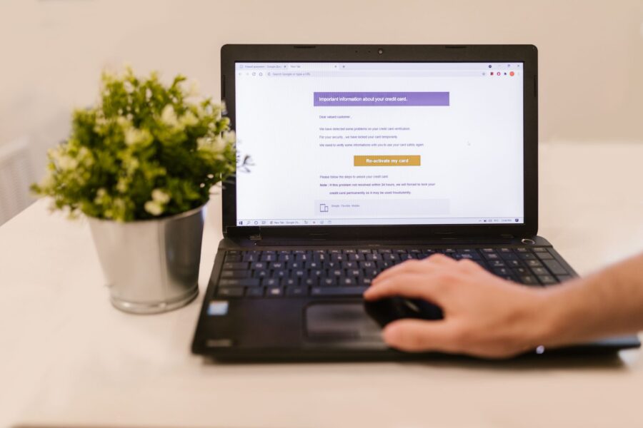 Person laptop email