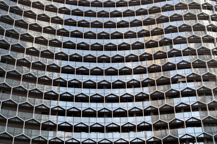 Futuristic building facade