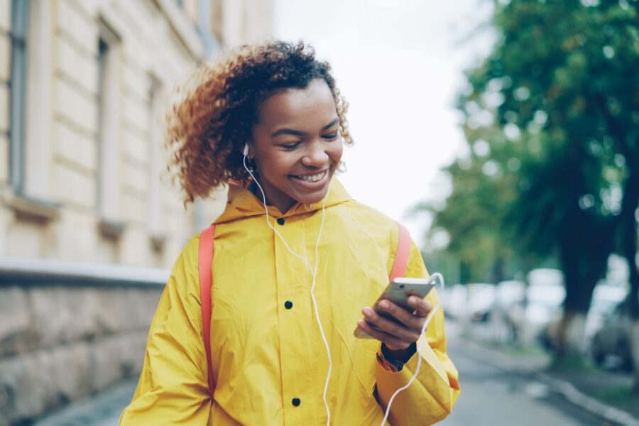 Woman wearing wireless