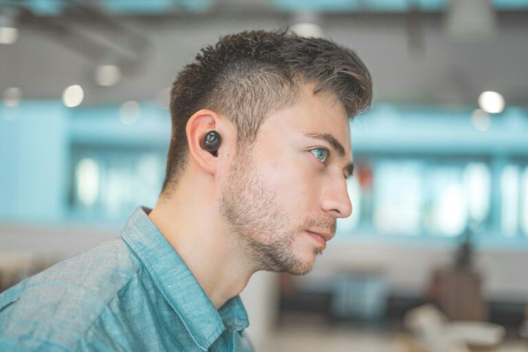 Person wearing earbuds