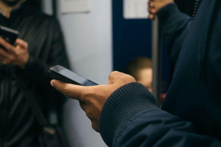 Commuter using public