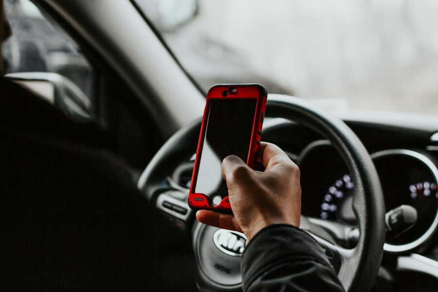 Driver using smartphone