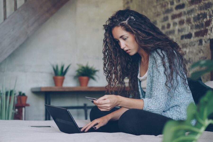 Woman online shopping