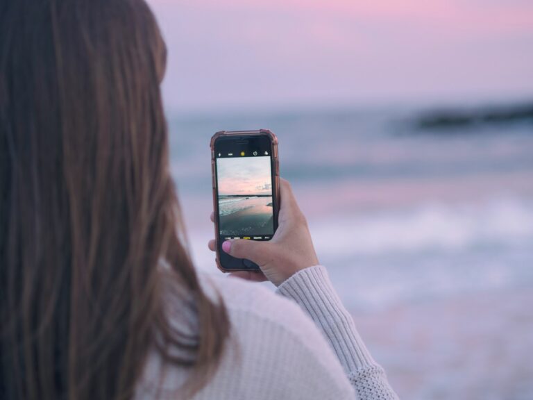 Woman editing phone