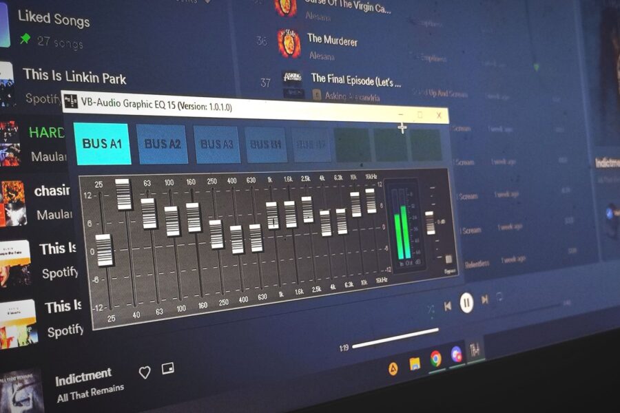 Person adjusting audio
